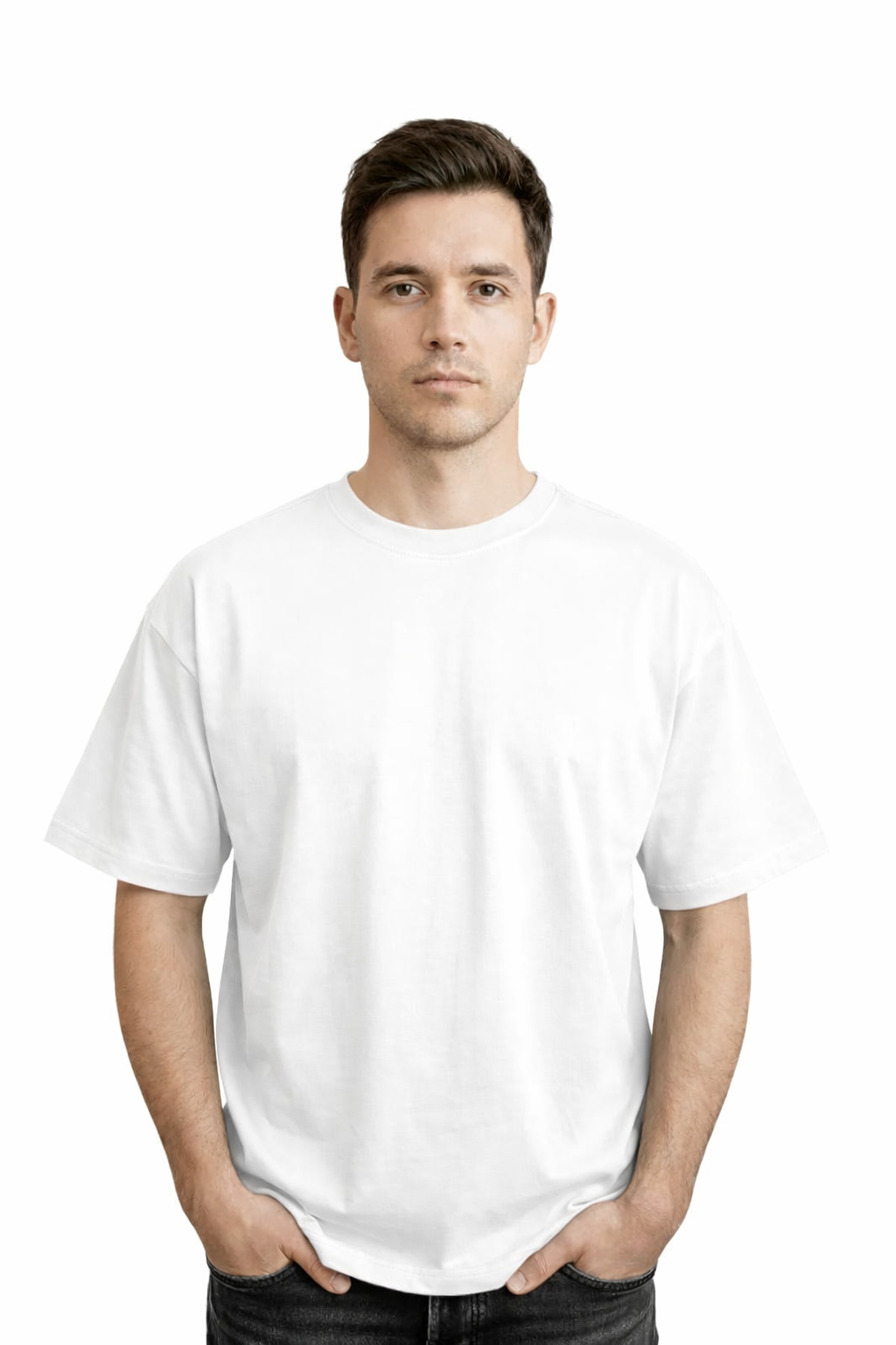 Drop Shoulder T-Shirts White Heavyweight Drop Shoulder Young_man_in_white_T-shirt TEE TALES